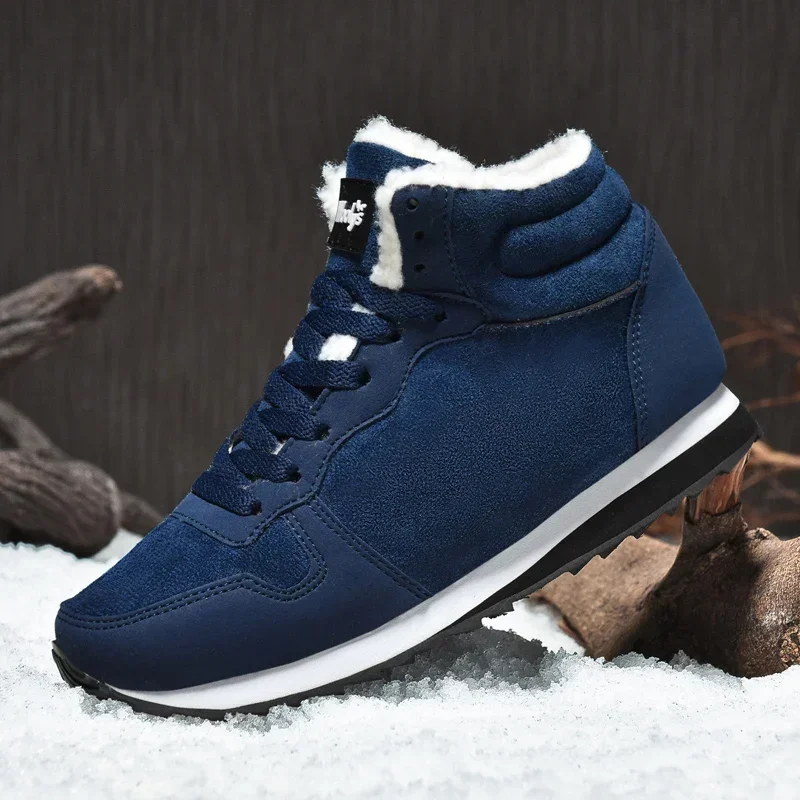 Winter Men Ankle Boots Warm Plush Suede Snow Boots Unisex Women Outdoor Non-slip Hiking Shoes Big Size 48 Zapatillas Hombre Male,outdoor boots