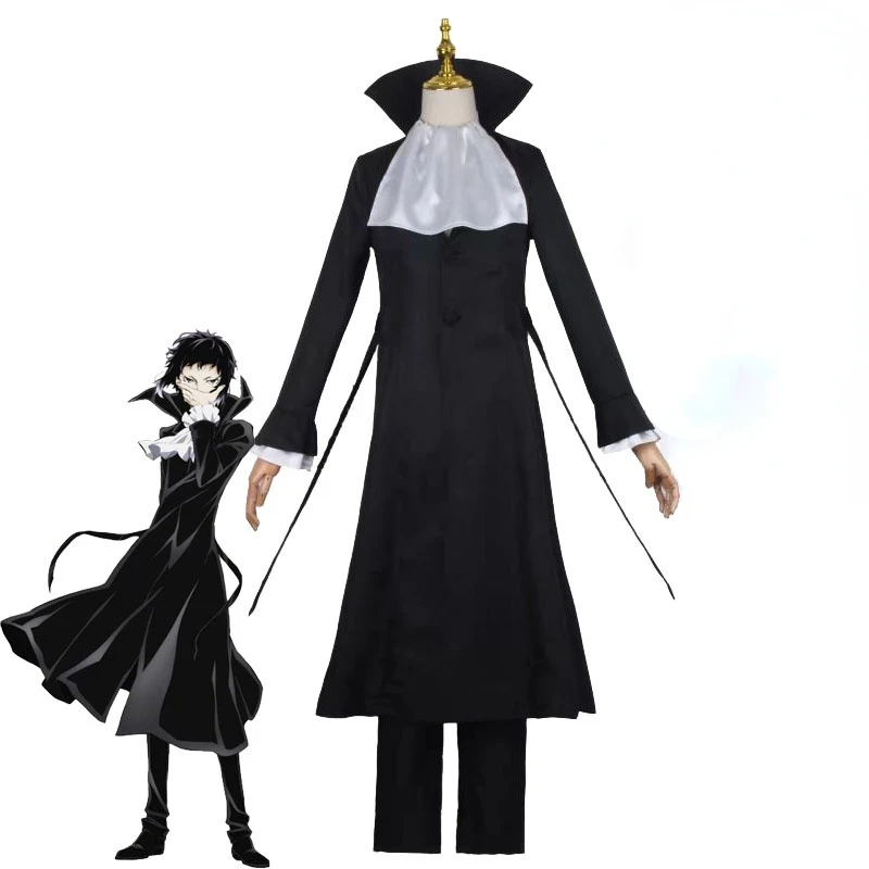 

Bungo Stray Dogs Ryunosuke Akutagawa Cosplay Costume Man Trench Coat Black Uniform Suits