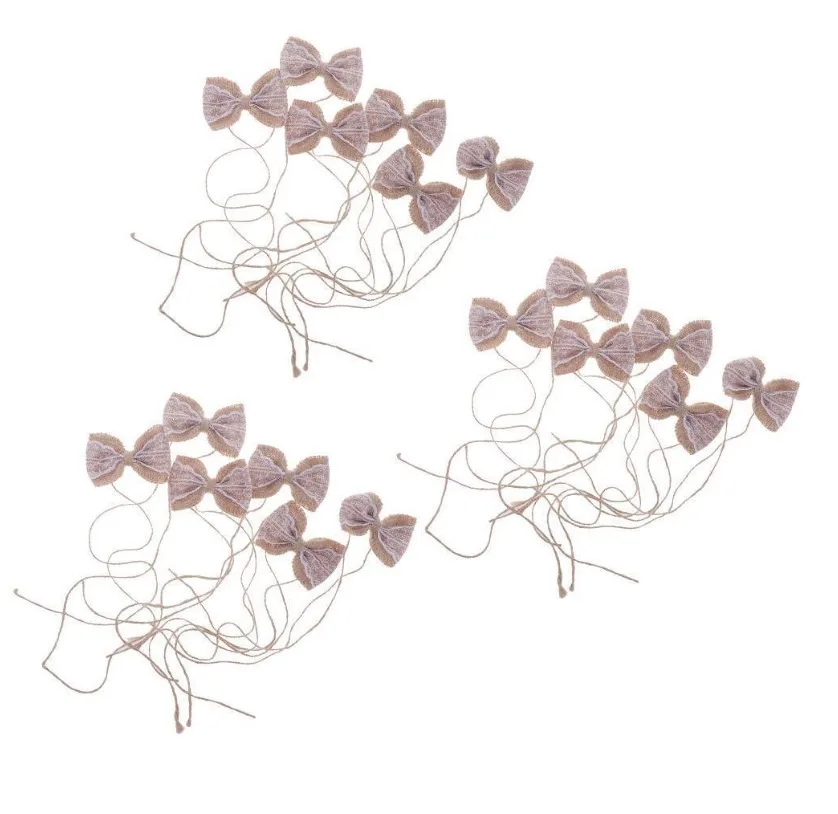 

18 Pieces Jute Burlap Bows for Wedding Attire, Hat, Tie, Clothing and Crafts