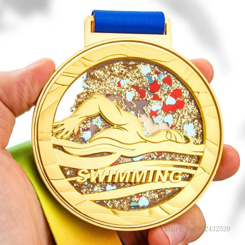 Creative Swimming Metal Hanging Neck Medal, Outstanding, Excellent Employee, Annual Meeting Award, Commemorative Home Decor, 1Pc