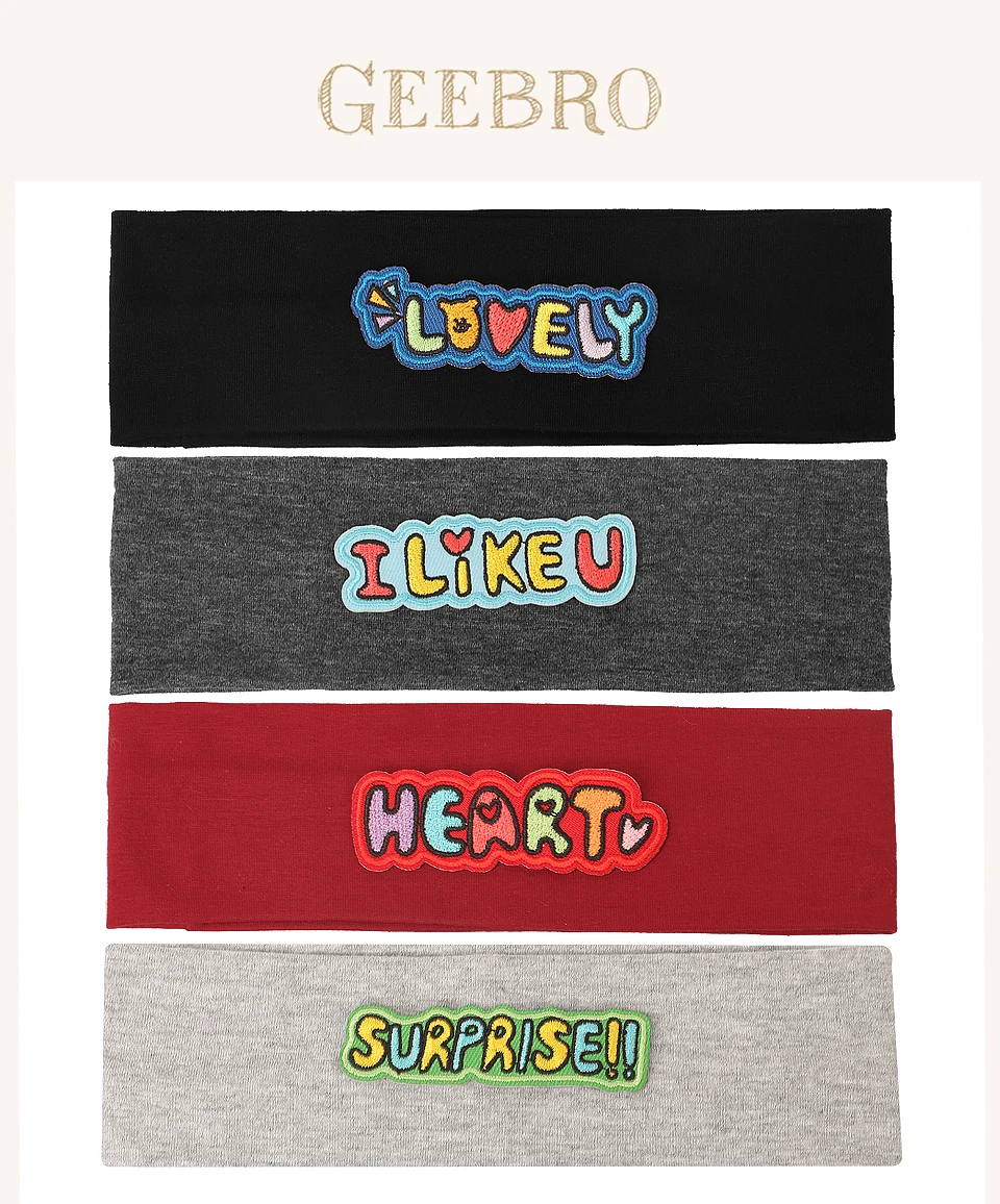 Geebro Neugeborenen Süßigkeiten Farbe Turban Buchstaben Stirnband Baby Mädchen Baumwolle elastisch niedlich weiches Haarband Stirnbänder Haarschmuck – Detail 1