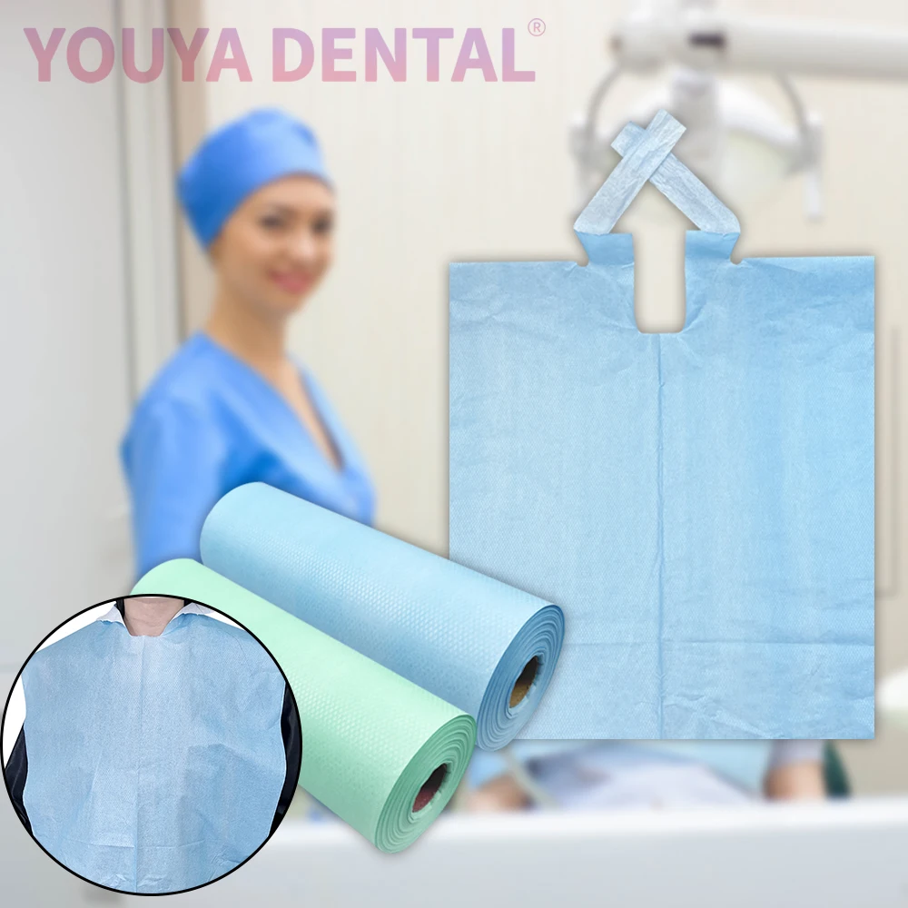 

80 листов/рулон, одноразовый стоматологический шарф на бретельках