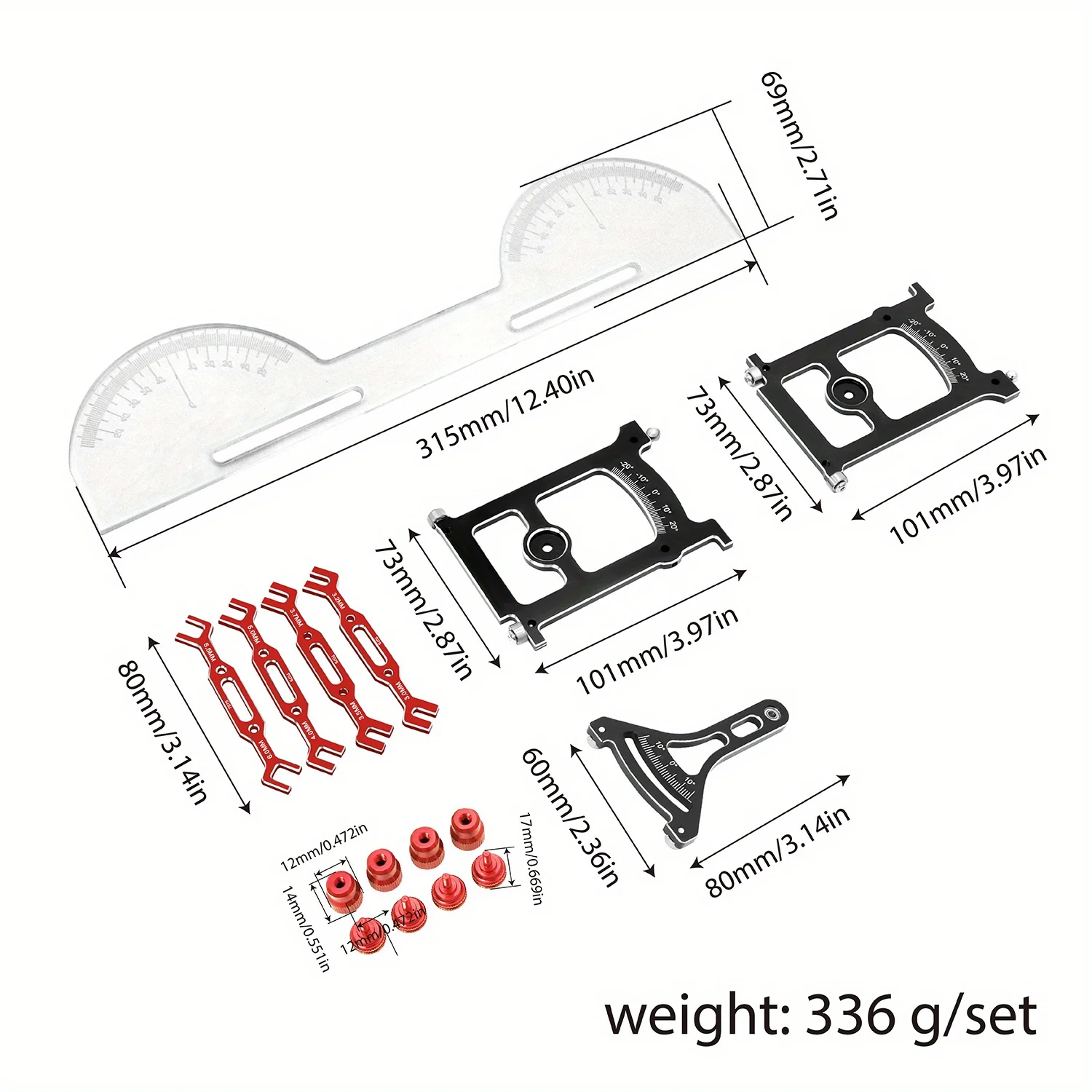 Aluminum Chassis Setup System Measuring Tool Set With Ruler Wrench For 1/ 10 RC Crawle Car Axial SCX10 Capra TRX4 Yikong Upgrade - Image 3