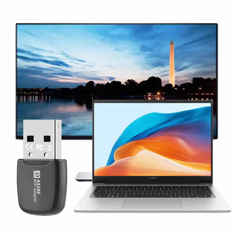 와이파이 6 USB 동글 무선 네트워크 리시버 드라이버, 무료 와이파이 랜 어댑터, PC 노트북 윈도우 7 10/11, 2.4GHz, 286.8Mbps