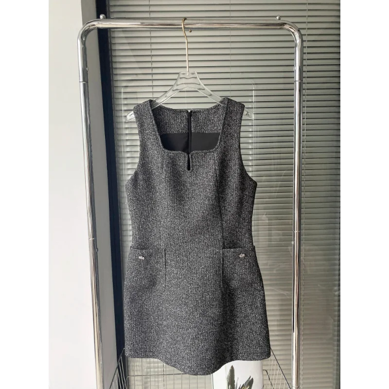 Women Shirt Collar Small Fragrance Vest Dress Set Fashion Simple Elegant French Office Korea Office Two-piece Tweed Lady Suit