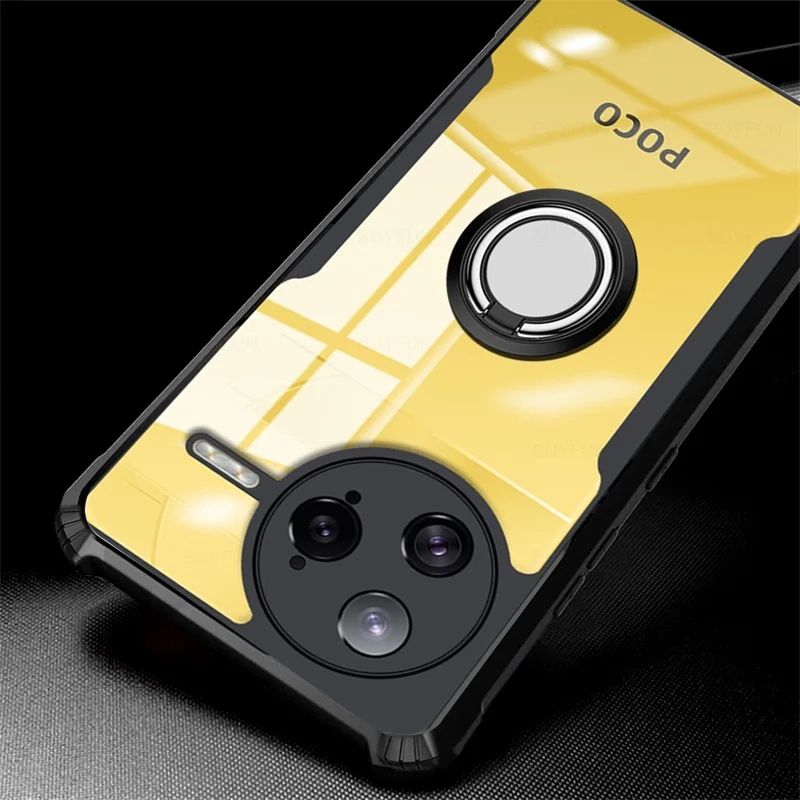 Clear Shockproof Acrylic Case with Magnet Holder Ring