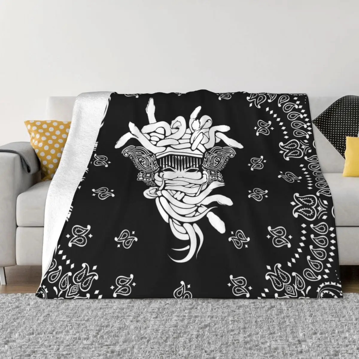 

paisley Blanket Flannel Decoration Medusa Portable Home Bedspread