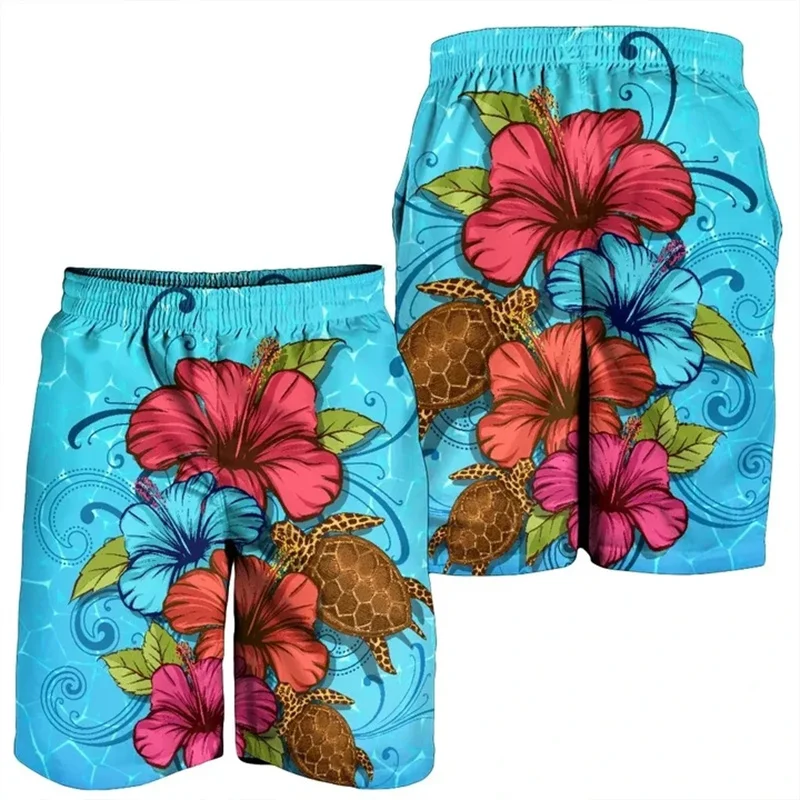 

New 3D Print Hawaii Hibiscus Flower Soulful Men's Shorts Women Vacation Beach Short Pants Floral Shorts Swim Trunks Board Shorts