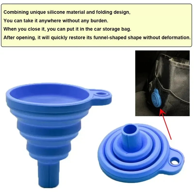 Universal Silicone Engine Funnel | Collapsible Portable Liquid Funnel for Oil Change and Washing - Practical Home  Tool