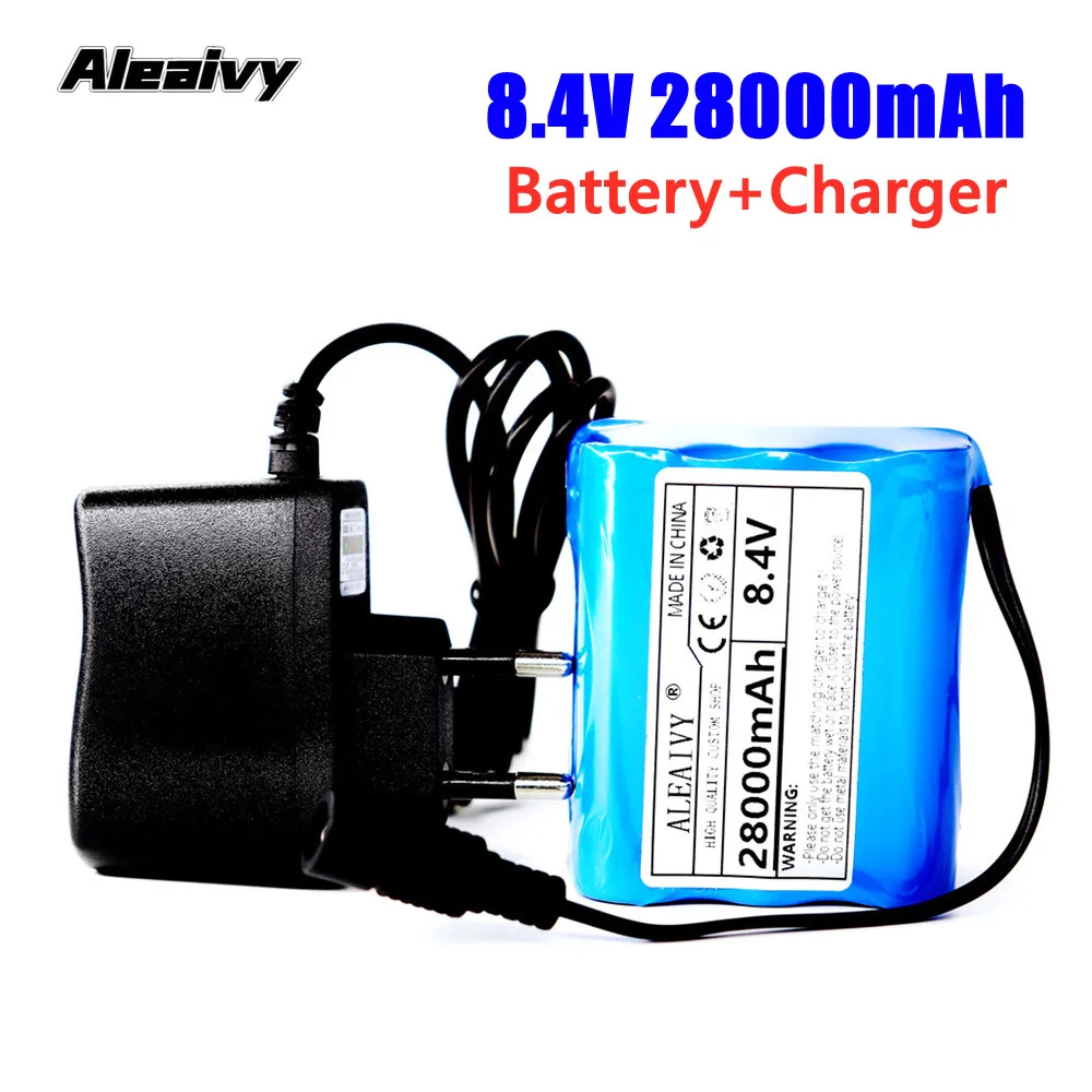 

8.4V 28000mAh 2S3P 18650 rechargeable lithium battery, suitable for bicycle headlights, marine audio remote control, and charger