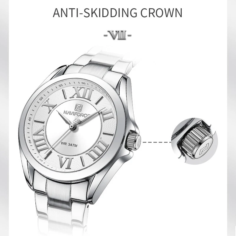 NAVIFORCE Women Watch Stainless Steel Bracelet Clock Luxury Elegant Quartz Ladies  Waterproof Wristwatches Relogio Feminino