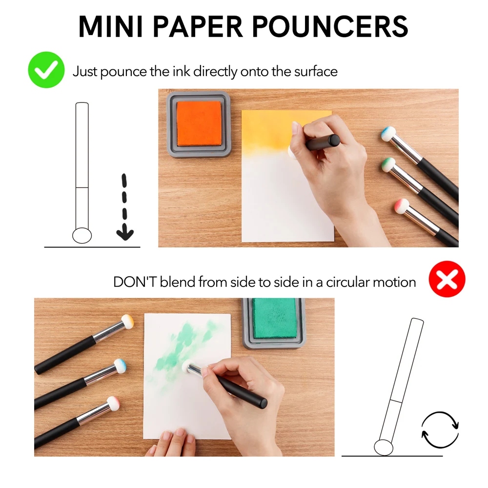 Mini Paper Pouncers Ink Applicator For Direct Ink Application On Crafts Sponge Applicators Projects Easily Smudge Tools 4Pcs/set paper pouncers