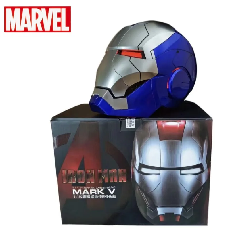 

New Disney Iron Man Helmet 1:1 Mk5 Voice Control Eyes With Light Toys Model For Adult Electric Wearable Fancy Christmas Gift