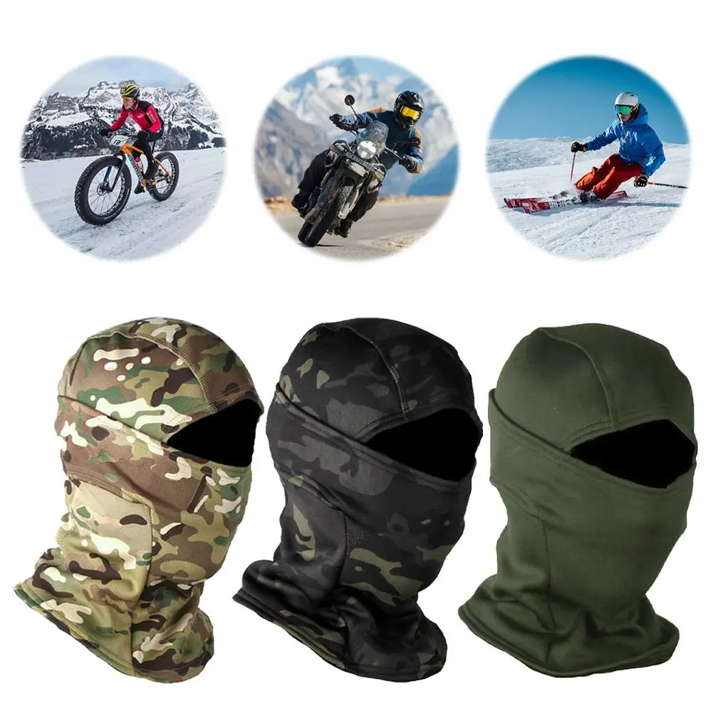 Winter Fleece Warm Camouflage Balaclava Outdoor Cold-proof Ski Cycling Full Face Mask Motorcycle Mask Helmet Lining, full face mask