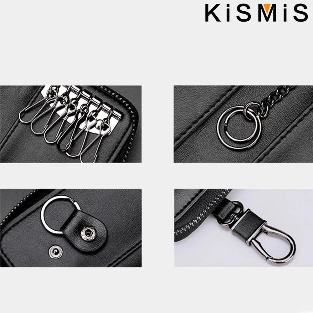 Key Organizer Key Case Key Purse Key Holder Genuine Leather KeyChain Unisex Key Bag Multifunction Wallet Smart Housekeeper Car Small Keys Pouch