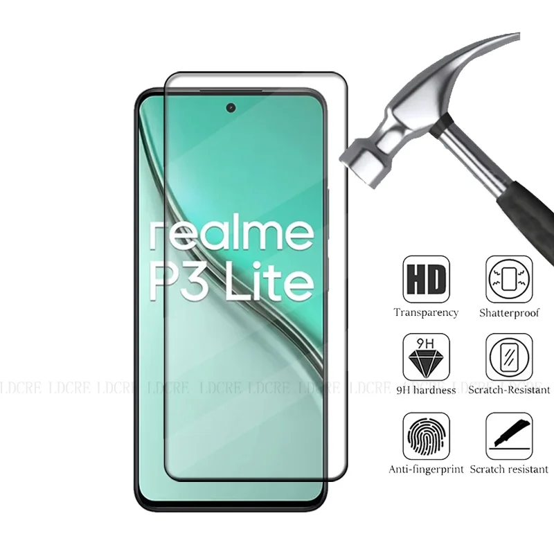 Crystal Clear Tempered Glass Screen Protector for Realme P3 Lite - HD 9H Full Cover