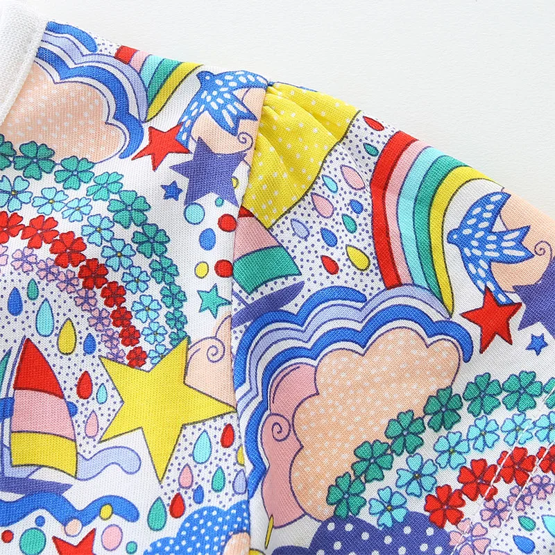 Kids Clothes Baby Girls 2025 Summer New Children's Clothing Toddler Princess Cotton Casual Cartoon Short Sleeve Dress