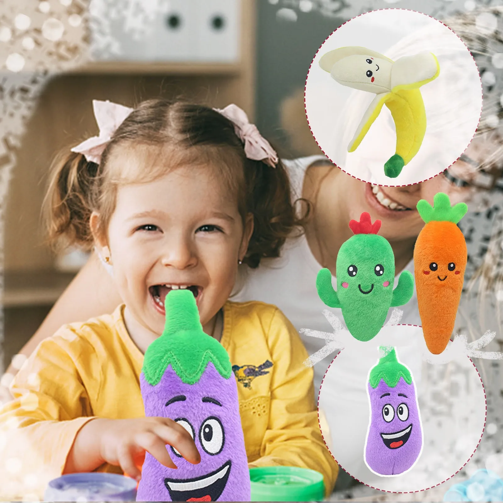 2022 NEW Pets Plush Squeaky Toys Fruits Vegetables Shape Dogs