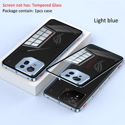 Premium Aluminium Alloy Metal Frame Bumper with Tempered Glass Back Case for ROG Phone 9 Pro (Light blue)