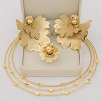 Elegant African Luxury Flower Jewelry Set for Women 2025 – Necklace, Ring & Earrings Party Accessories for jewellery woman