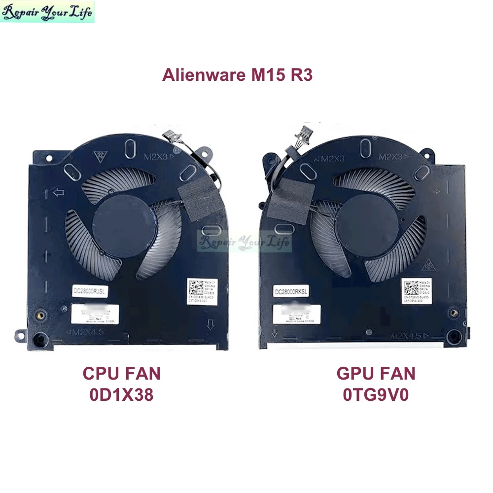 Cpu Gpu Ventiladores de Refrigeração para Dell Alienware M15 r3 M15 r4 Portátil Refrigerador Ventilador Radiador D1x38 Tg9v0 Eg50061s1-c080 0d1x38 0tg9v0