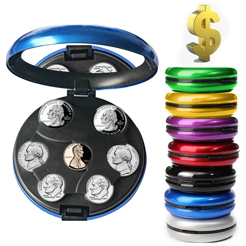 RoundUSDEuroCoinDispenserStorageCoinsPurseWalletHolders