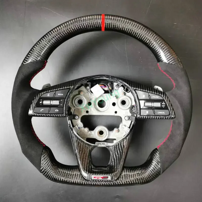

Для KIA Forte GT-Line индивидуальное 100% Настоящее углеродное волокно Автомобильное рулевое колесо с кожей/Алькантара