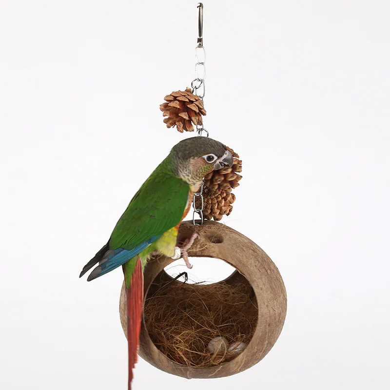 Coconut shell bird's nest swing bird's nest parrot's parrot bird toy swing hammock suspension ring suspension bridge
