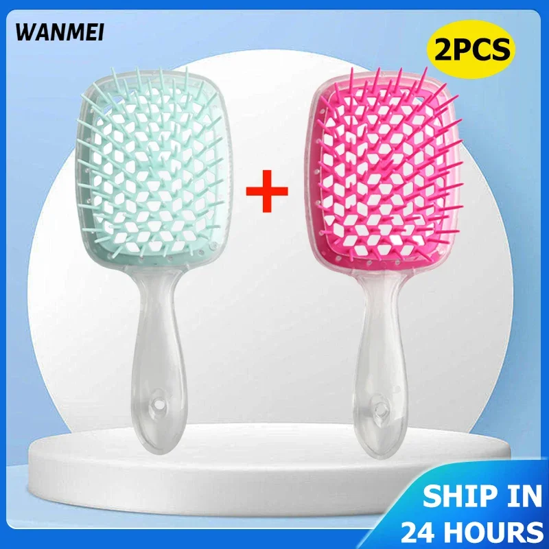 2pcs Tangled Hair Comb Detangling Hair Brush Janeke Comb расческа Wide Tooth Comb Hollow Out Wet Curly Hair Brushes Styling Tool