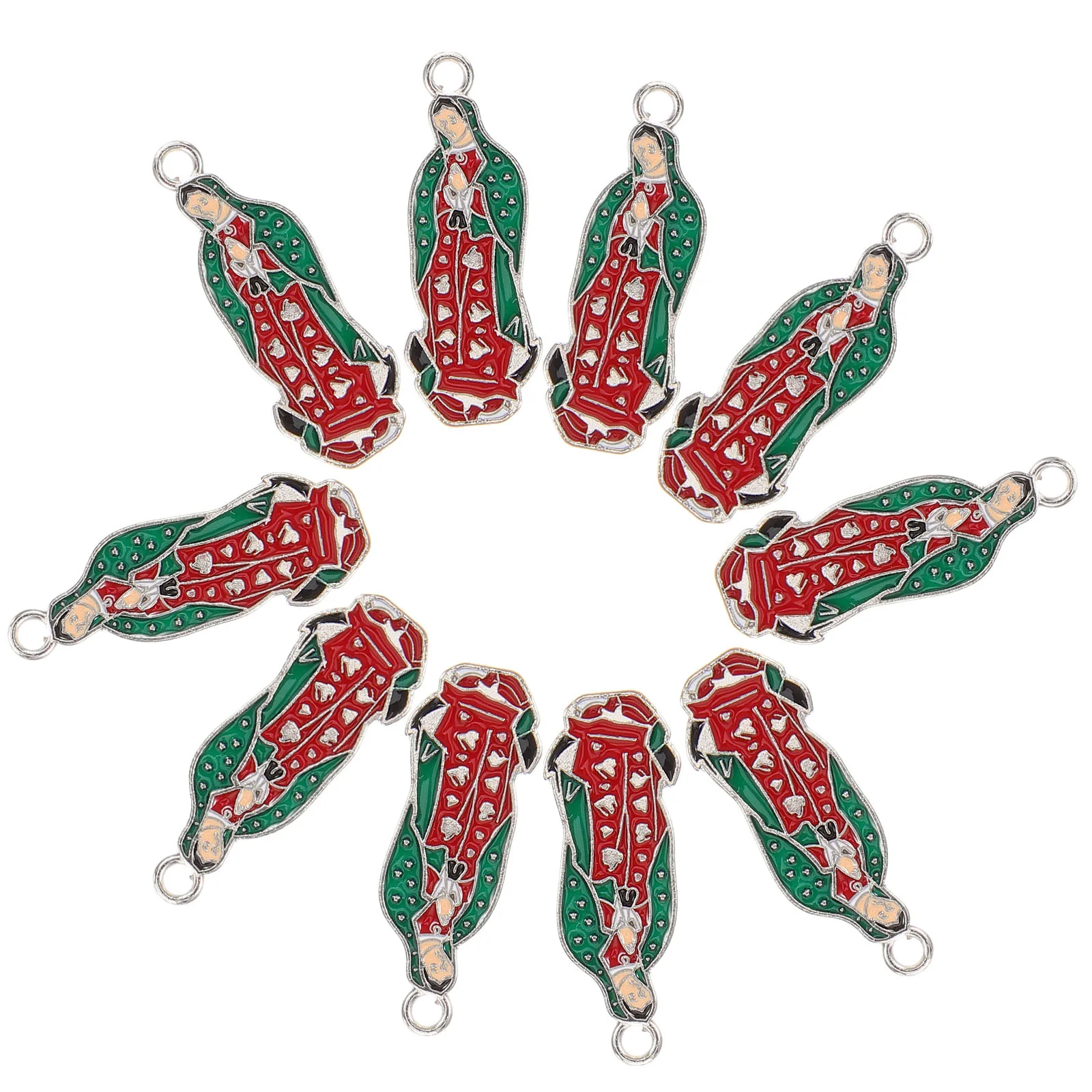 

10 Pcs Our Lady Pendant Keychain Charms Blessed Mother Pendants Virgin Mary Jewelries Alloy Necklace Mother