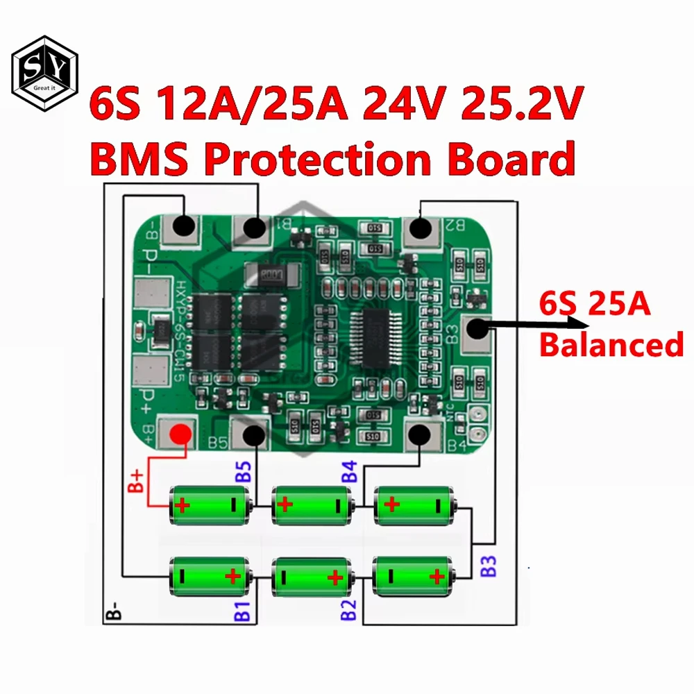 6S22.2V25.2V14A20A18650Li-ionLithiumBatteryChargerProtectionBoardwithBalancedPCBBMS6PackCellsModule-AliExpress502