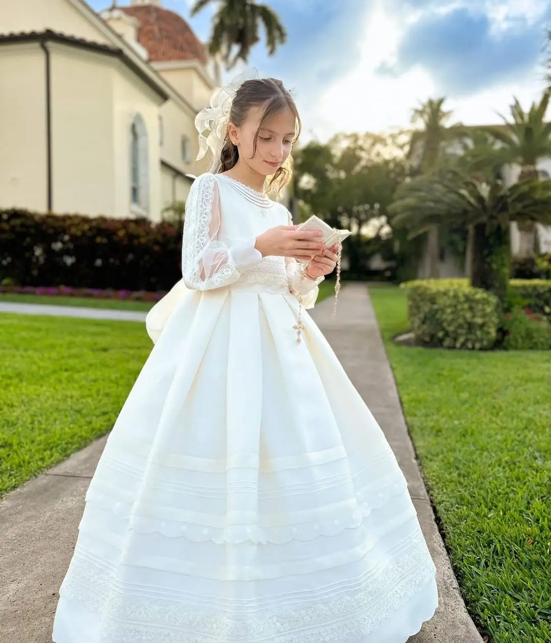 Eucaristia Infantil Vestido Branco Para Primeira ComunhÃ£o Vestido