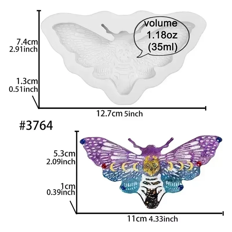 Handmade Creative Shape Moth Keychain Epoxy Resin Mold Necklace Pendant Silicone Mould DIY Crafts Jewelry Casting Tool Mold