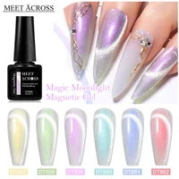 MEET ACROSS 8Pcs/Set Aurora Moonligh Cat Magnetic Gel Nail Polish With Box And Magnetic Stick Nail Art Varnish Manicure Set 2