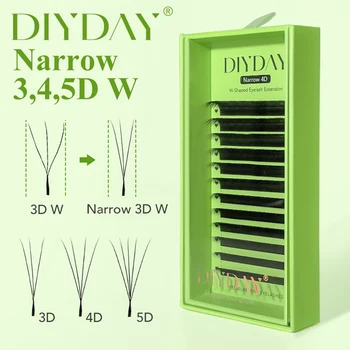DIYDAY Narrow 3d 4d 5d Eyelash Extension V-Shaped Volume Fans W Shape Eyelashes BASF Natural Dense Faux Mink Lashes 1