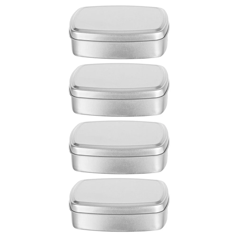 4 Pcs Square Soap Dish Creami Can Jar Aluminium DIY Container Aluminum Jewelry Organizer Box Travel 12pcs square cardboard jewelry gifts boxes for earring