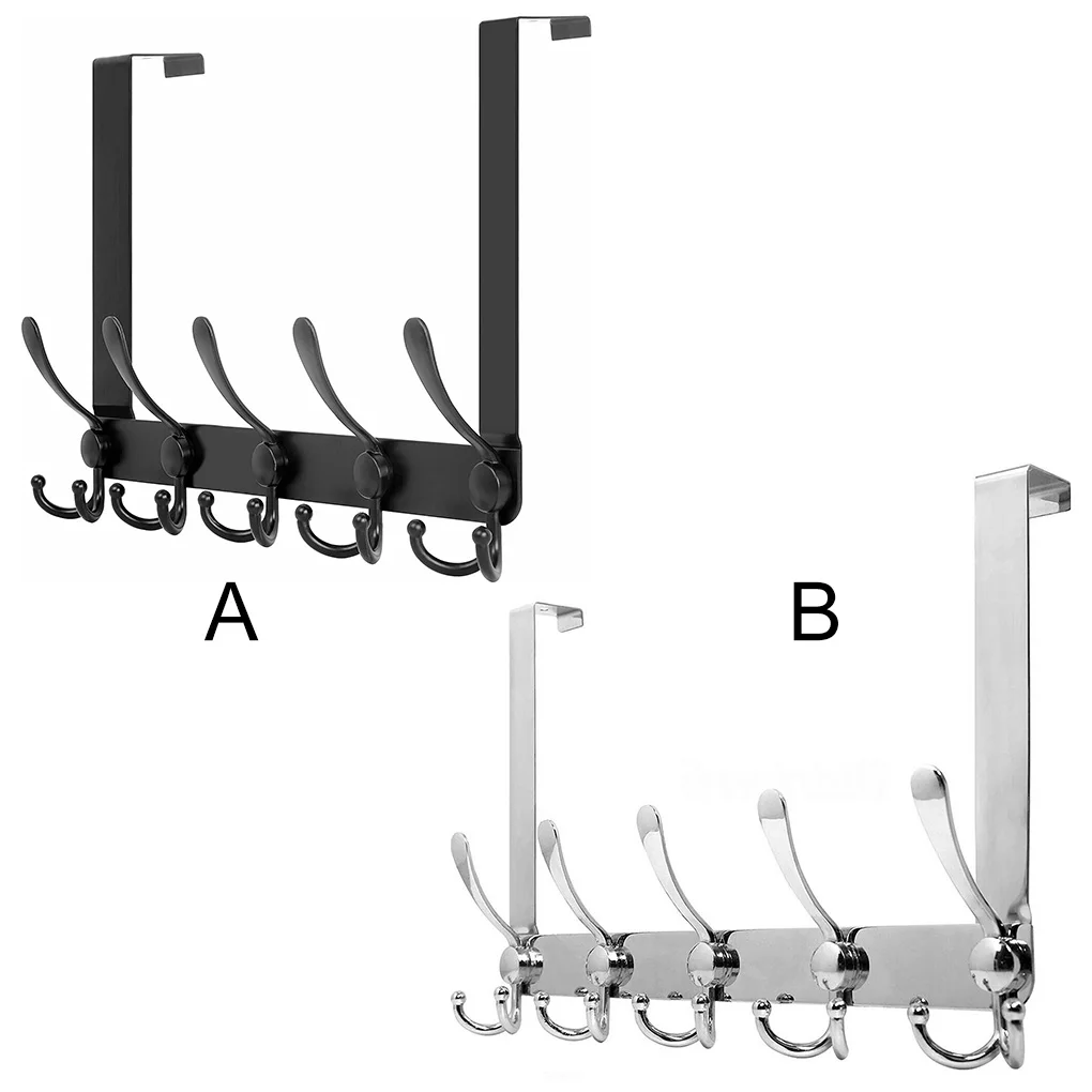 Door Hooks Hanger Holder Wall Mounted Coat Rack Stainless Steel Clothes Bag Hat Hanging Shelf Hooks Over The Door 5