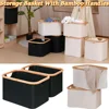 Laundry Storage Basket, Rectangle Closet Storage With Bamboo Handles, Collapsible Storage Bins for Toys Pillows Blankets Clothes 1