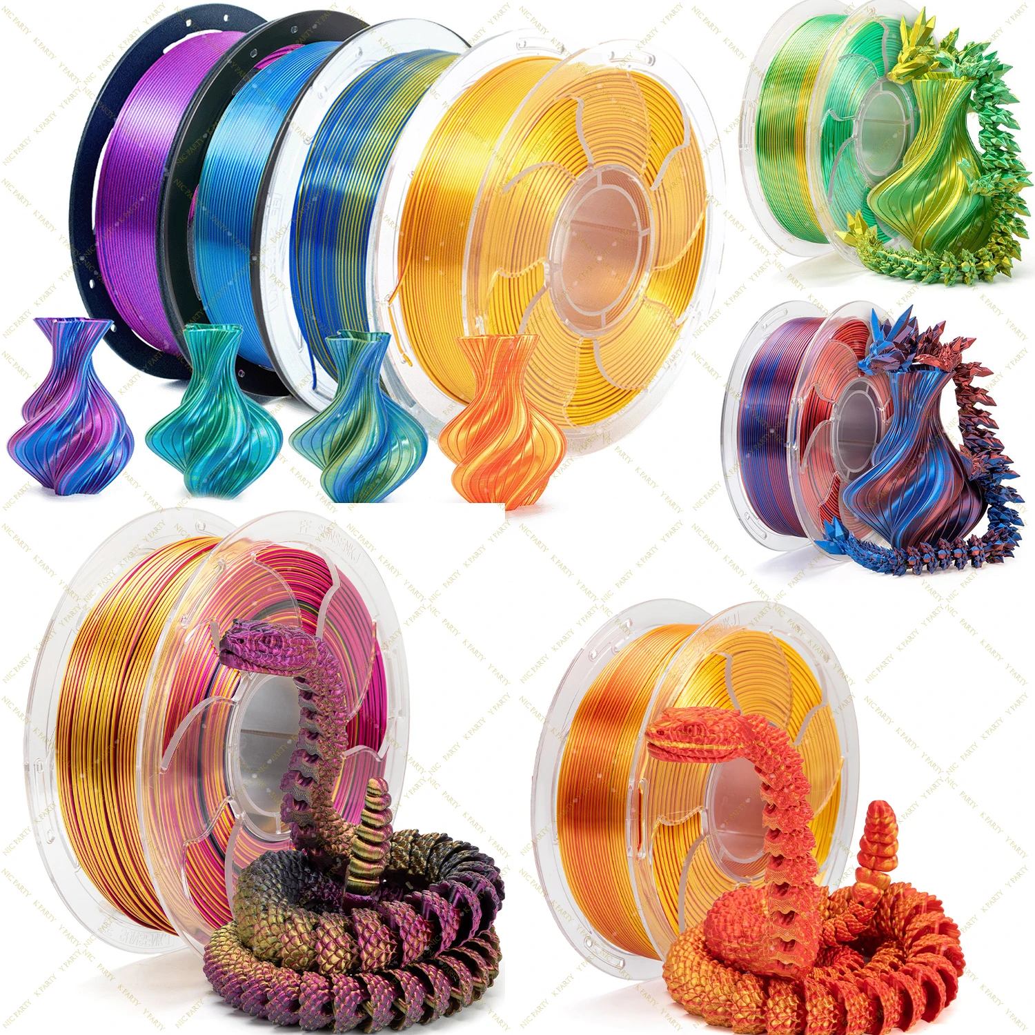 Colorful Glittering Metallic Finish 3D Printing Filament
