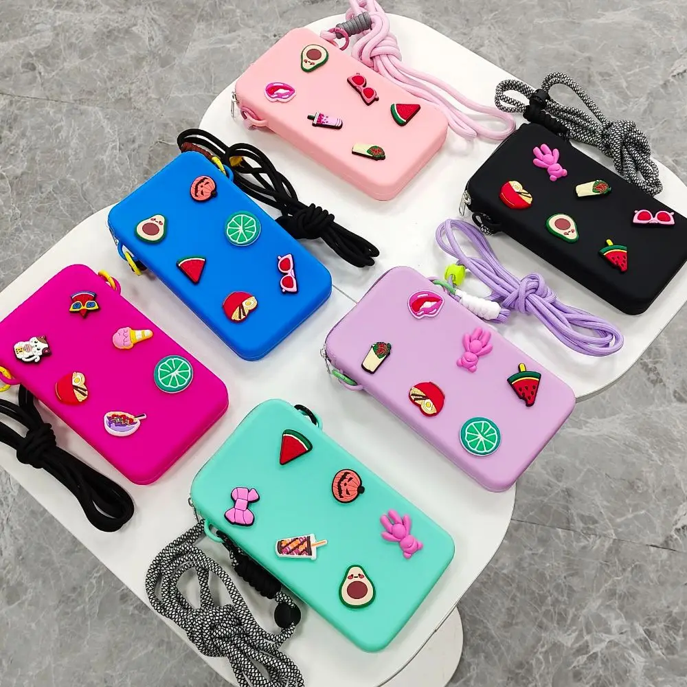 Stylish Waterproof Silicone Crossbody Bag with Zipper - Large Capacity Coin and Phone Purse