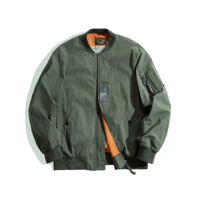 Maden Retro MA1 Bomber Flight Jackets Green Windproof Pilot Jacket