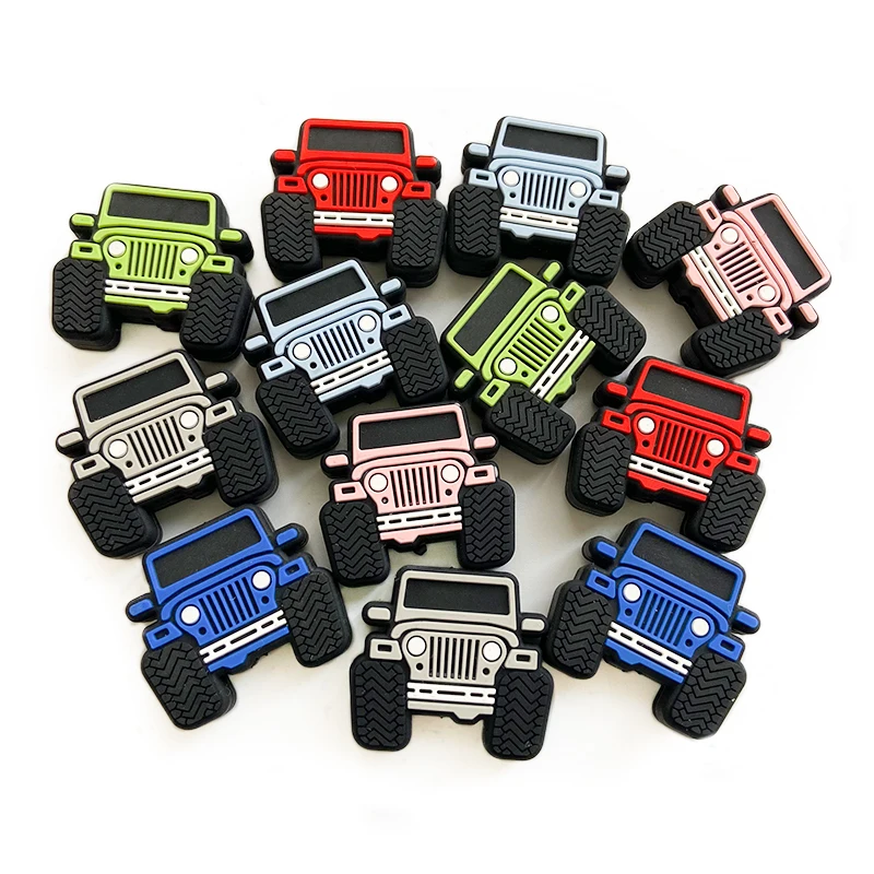 10pcs BPA Free Baby Silicone Beads Cartoon Jeep Beads DIY Teeth Necklace Food Grade Baby Shower Gift 5
