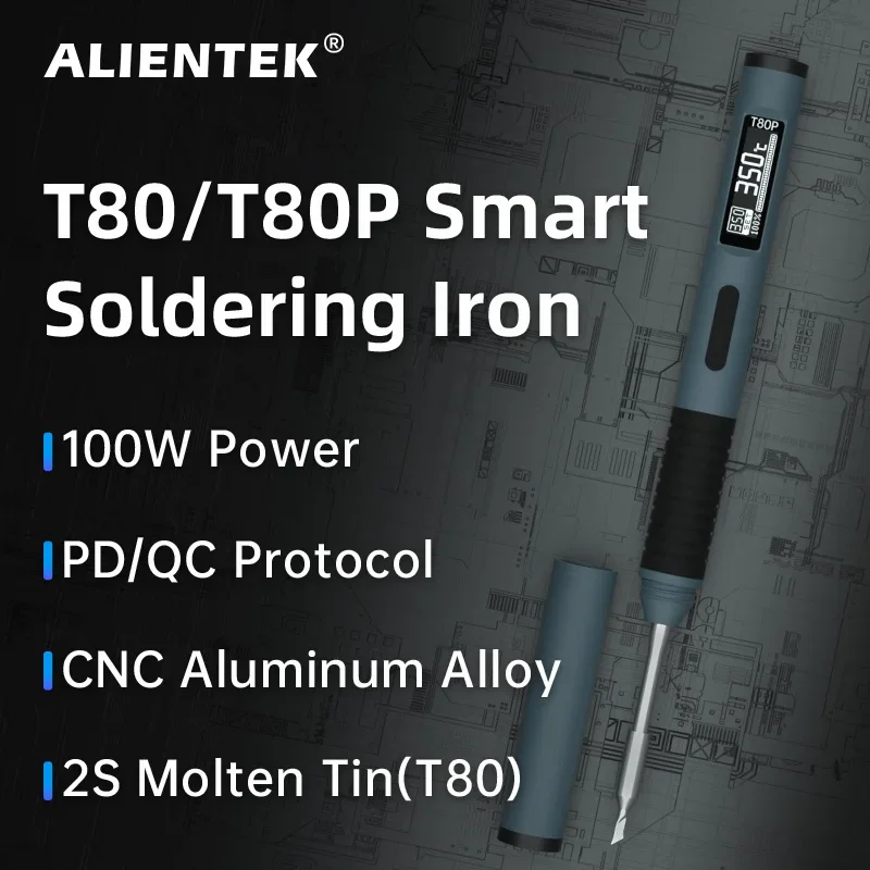ALIENTEK T80 T80P Smart Soldering Iron 100W QC Adjustable Constant Temperature Portable Electric Welding Repair Tools 5