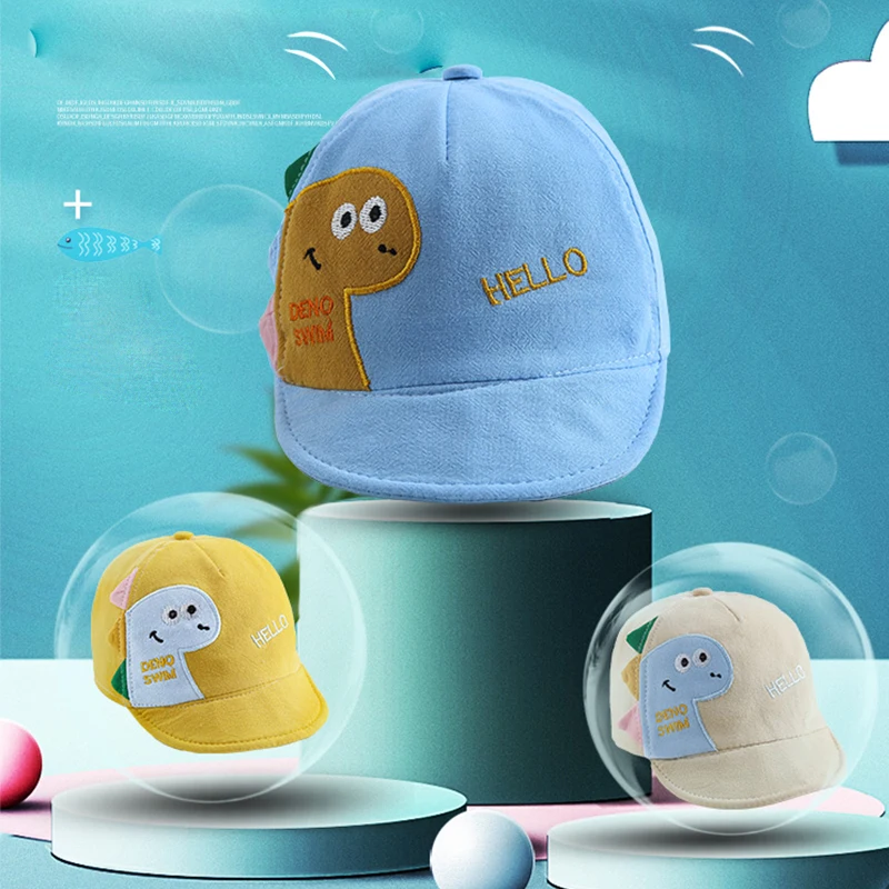 accessoriesbaby eating  Cartoon Dinosaur Baby Hat Soft Cotton Boys Girls Baseball Cap Summer Outdoor Infant Girls Sun Hats shake baby's hand