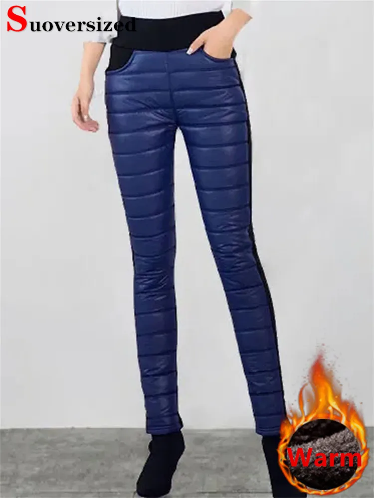 

Velvet Lined Warm Pencil Pants Casual Women New Skinny Thicken Pantalones Big Size Plush Snow Wear Elastic High Waist Spodnie