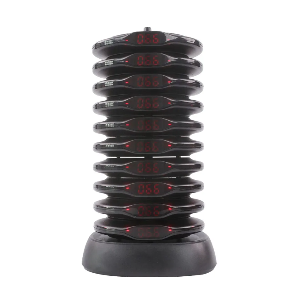 Wireless Restaurant Pager System 20 Round Coasters Guest Queue Paging System Waterproof Ring Flash Vibrate for Food Court wireless calling system