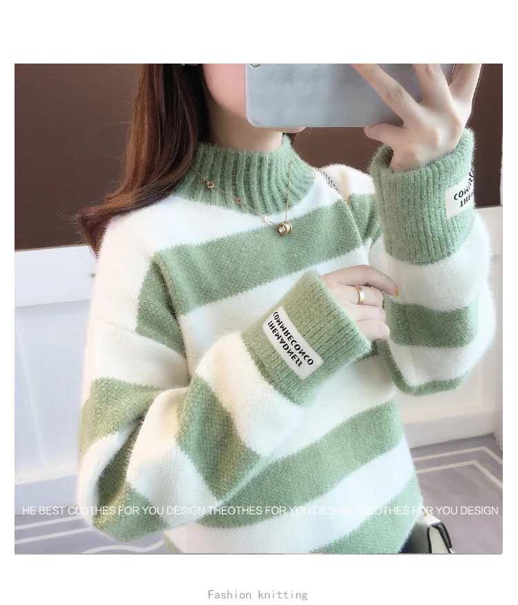 pink sweater 2022 Long Sleeve Women Turtleneck Sweater Autumn Winter Cashmere Thick Warm Oversized Sweater Knitted Jumper Top Pull Femme ladies sweater