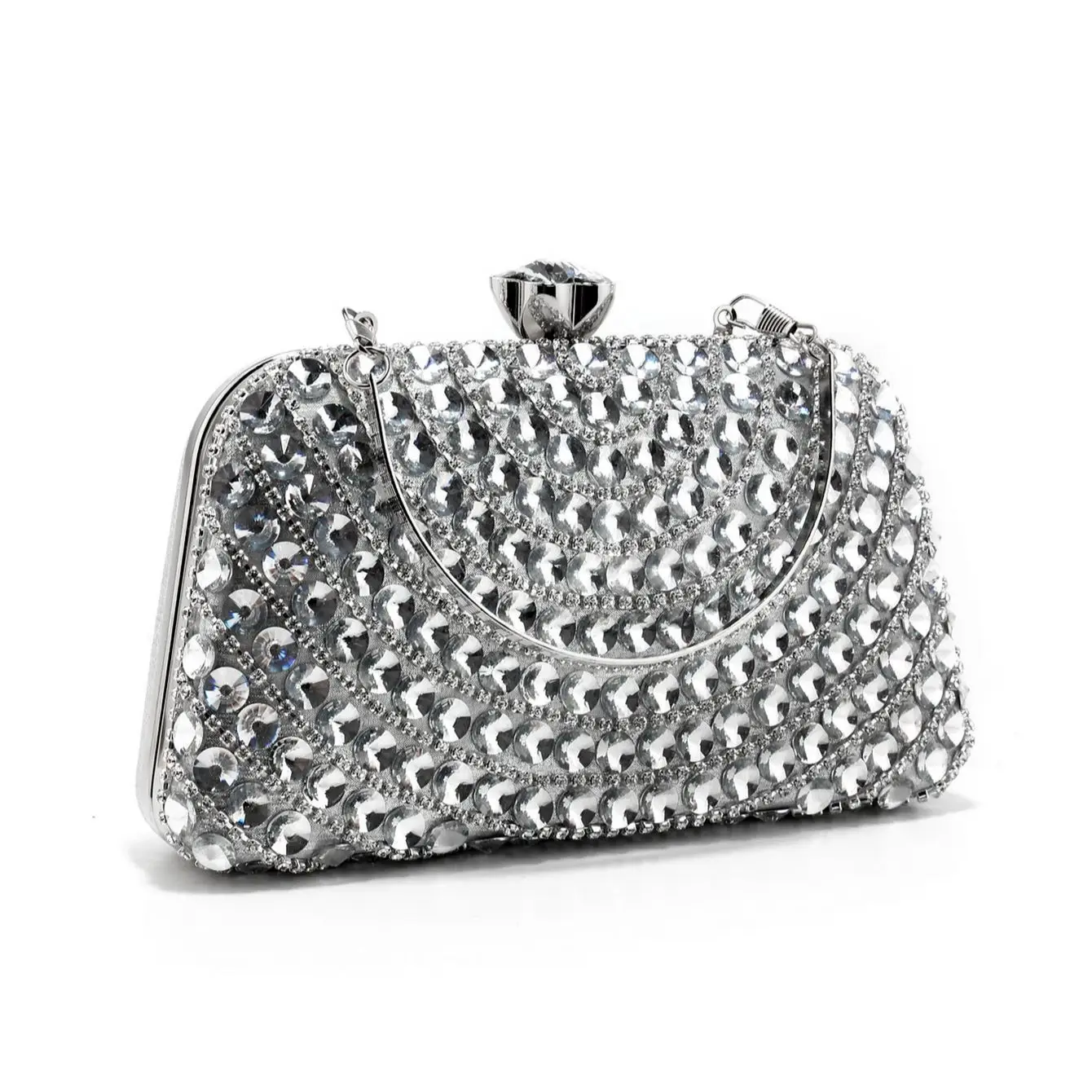 Acrylic Rhinestones Evening Clutch Bags with Chain Shoulder Strap