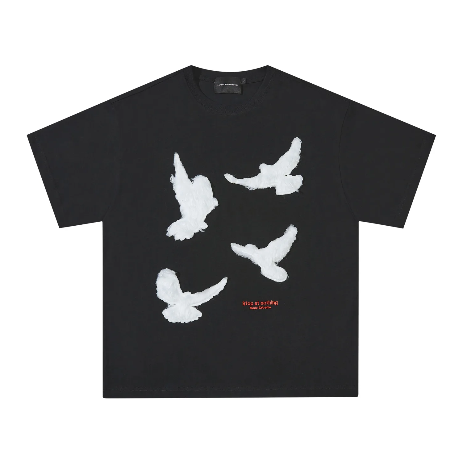 

MADE EXTREME Peace Flying Dove Embroidered Short sleeved T-shirt