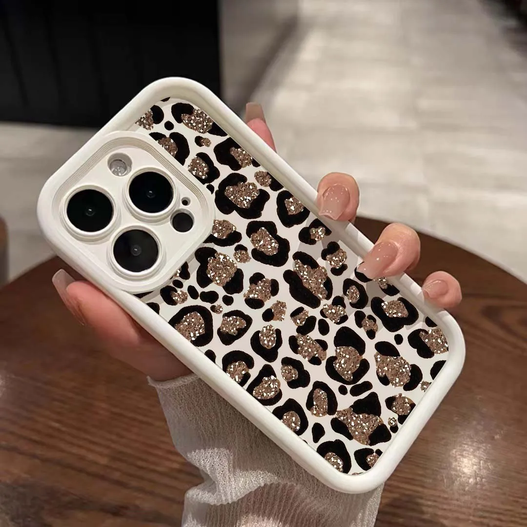 Luxury Glitter Golden Leopard Print Silicone Case